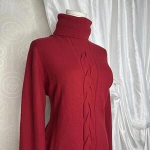 Vintage Angora Merino Blend Sweater Womens Medium Red Knit Long Sleeve Pullover